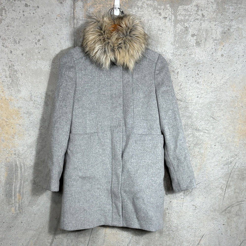 Crewcuts gray wool peacoat faux fur collar
